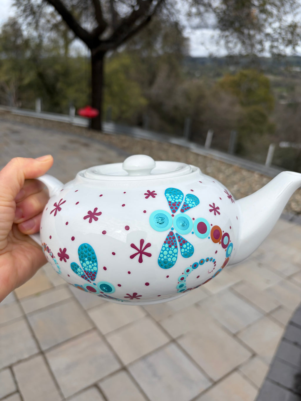 Dragonfly teapot. Original hand painting