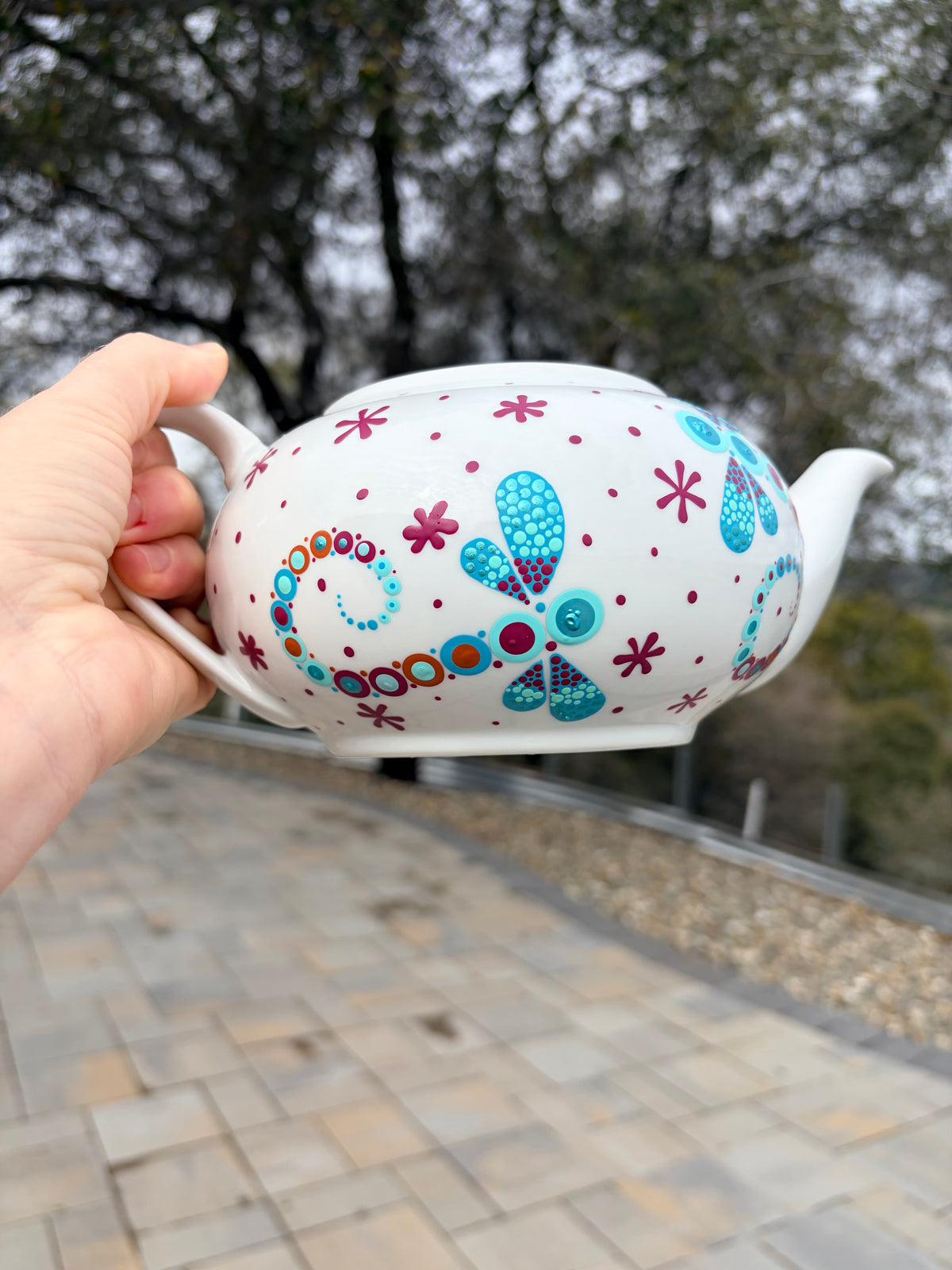 Dragonfly teapot. Original hand painting