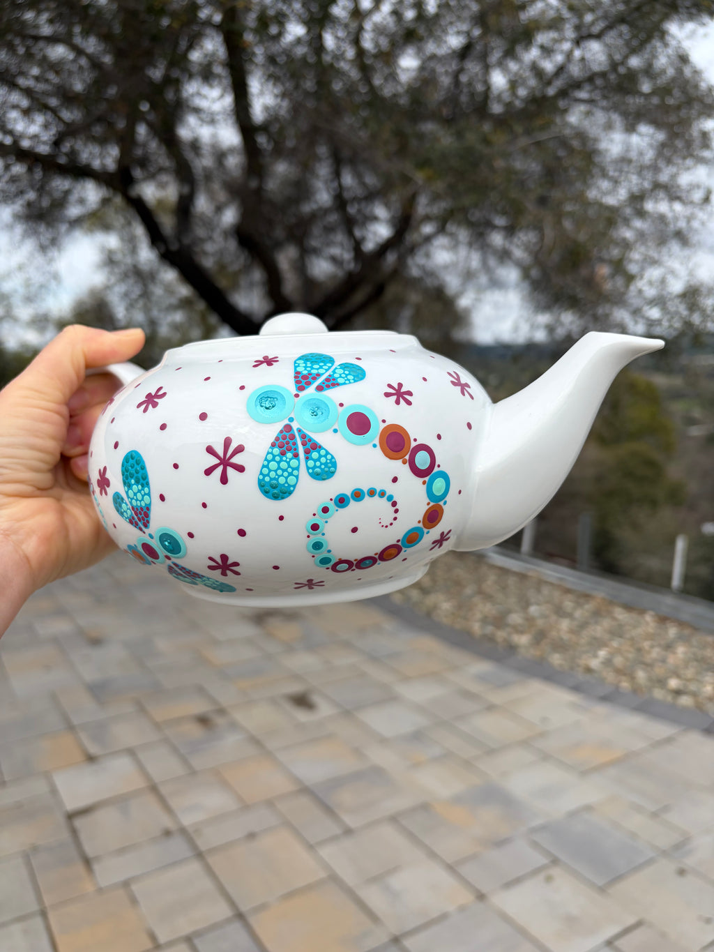 Dragonfly teapot. Original hand painting