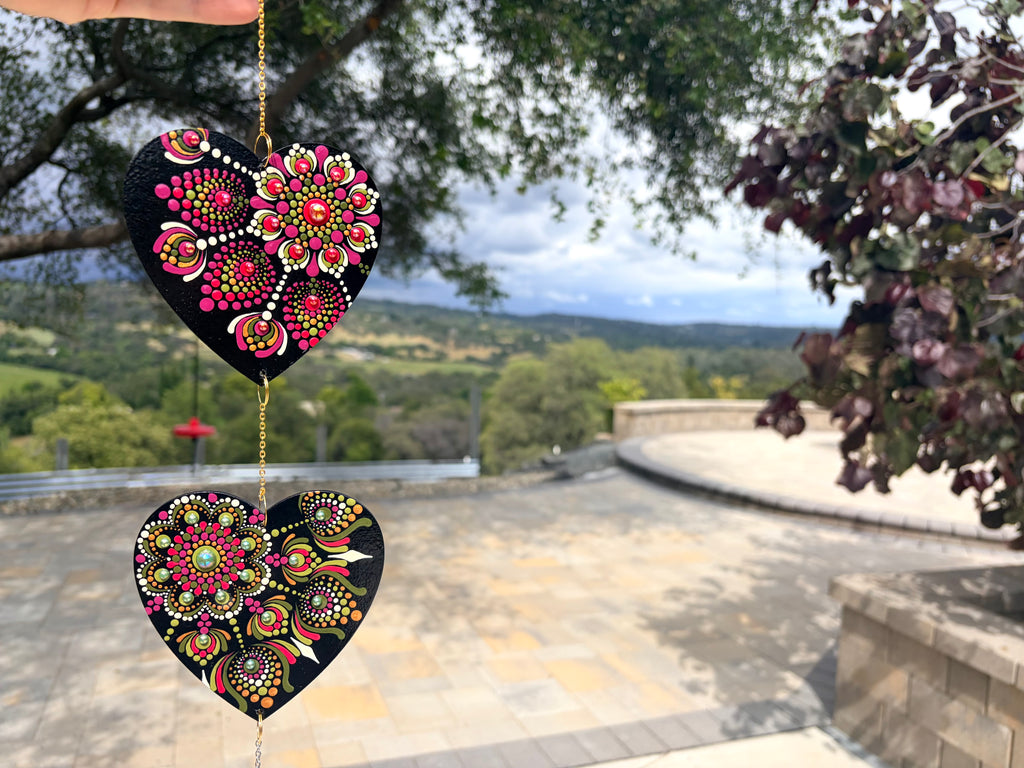 Two heart suncatcher/dreamcatcher