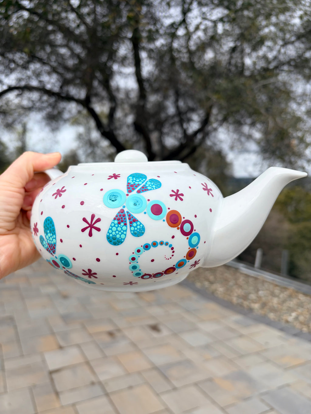 Dragonfly teapot. Original hand painting