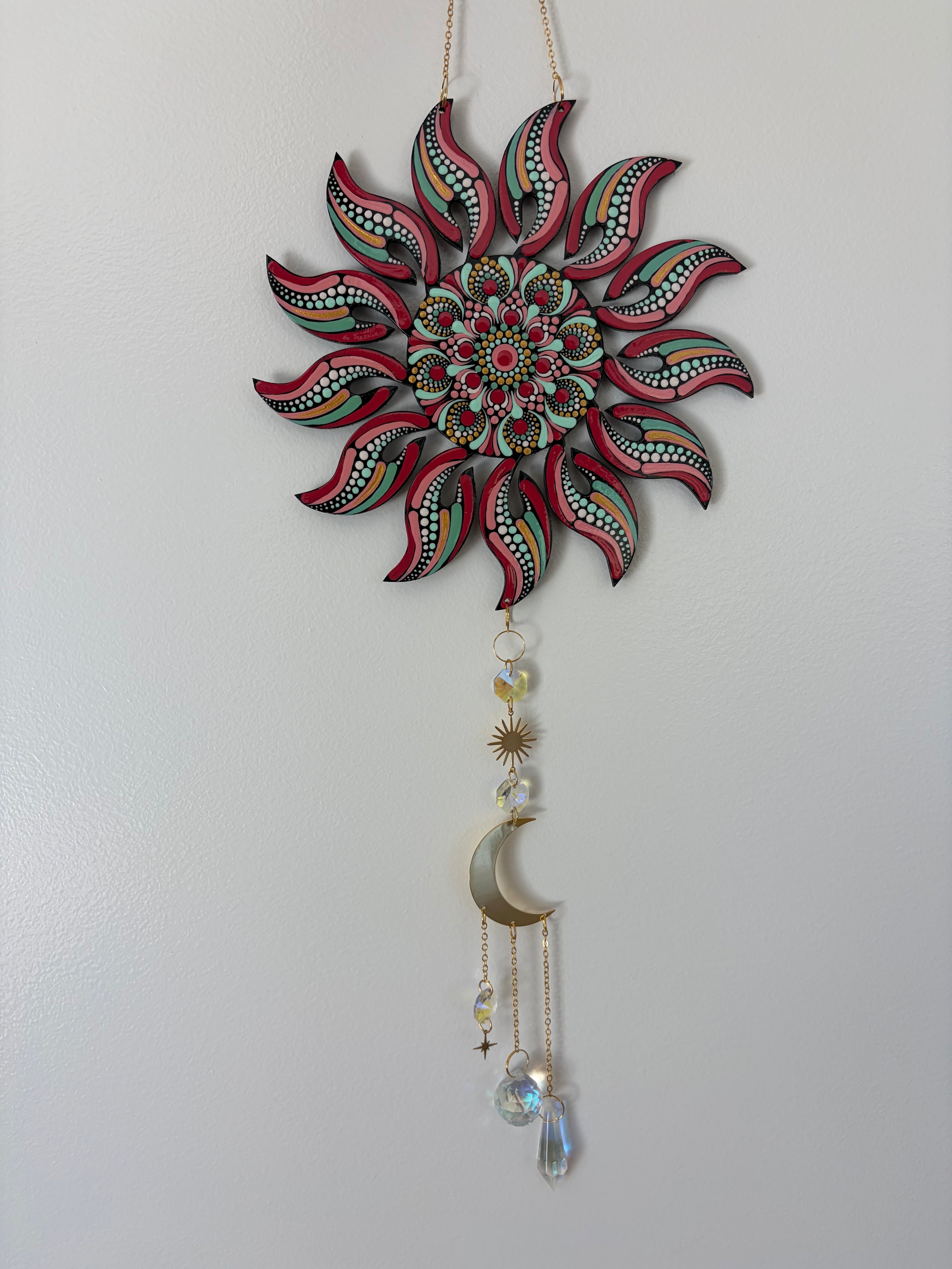 Sun Suncatcher/Dreamcatcher hand painted