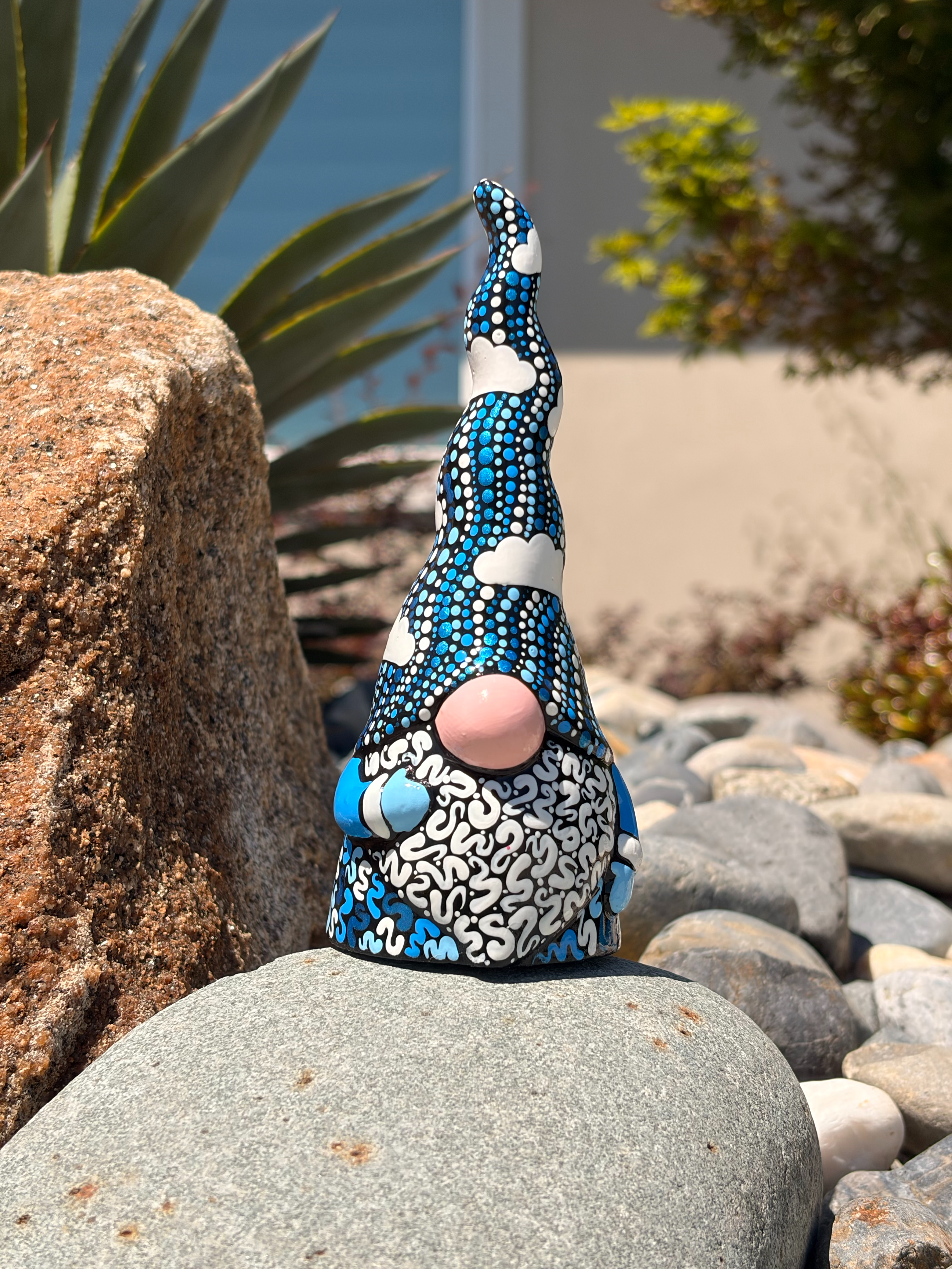Hand Painted Cloudy Blue Gnome