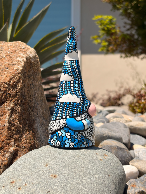 Hand Painted Cloudy Blue Gnome