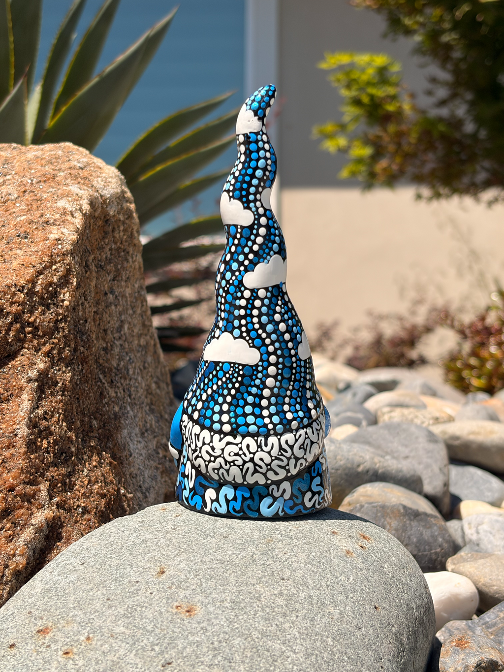 Hand Painted Cloudy Blue Gnome