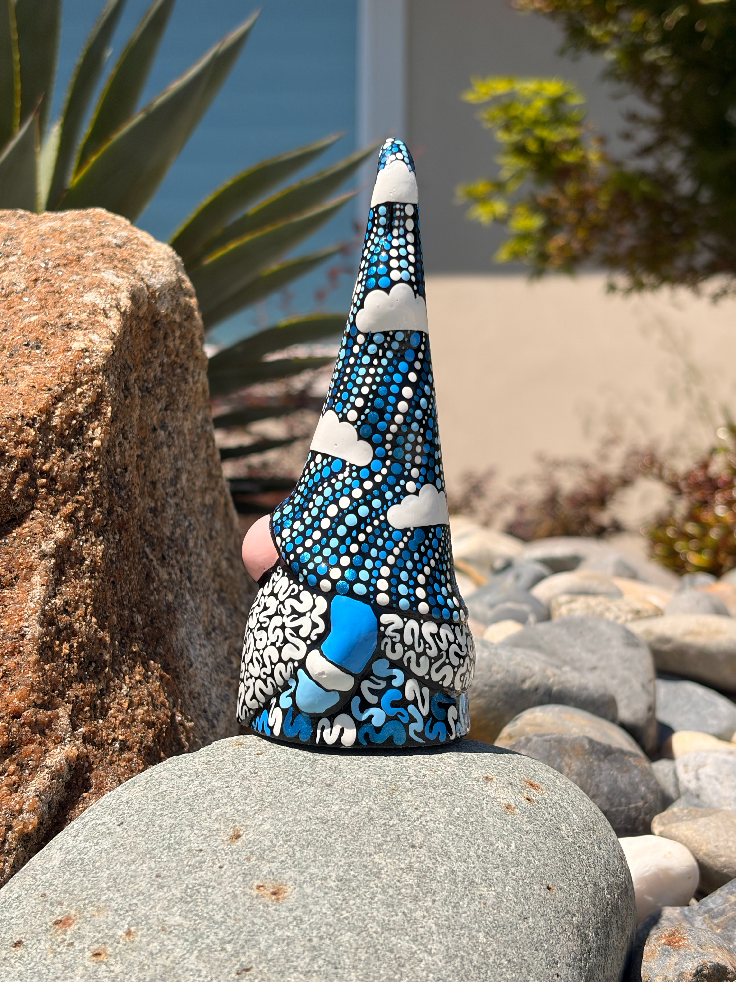 Hand Painted Cloudy Blue Gnome