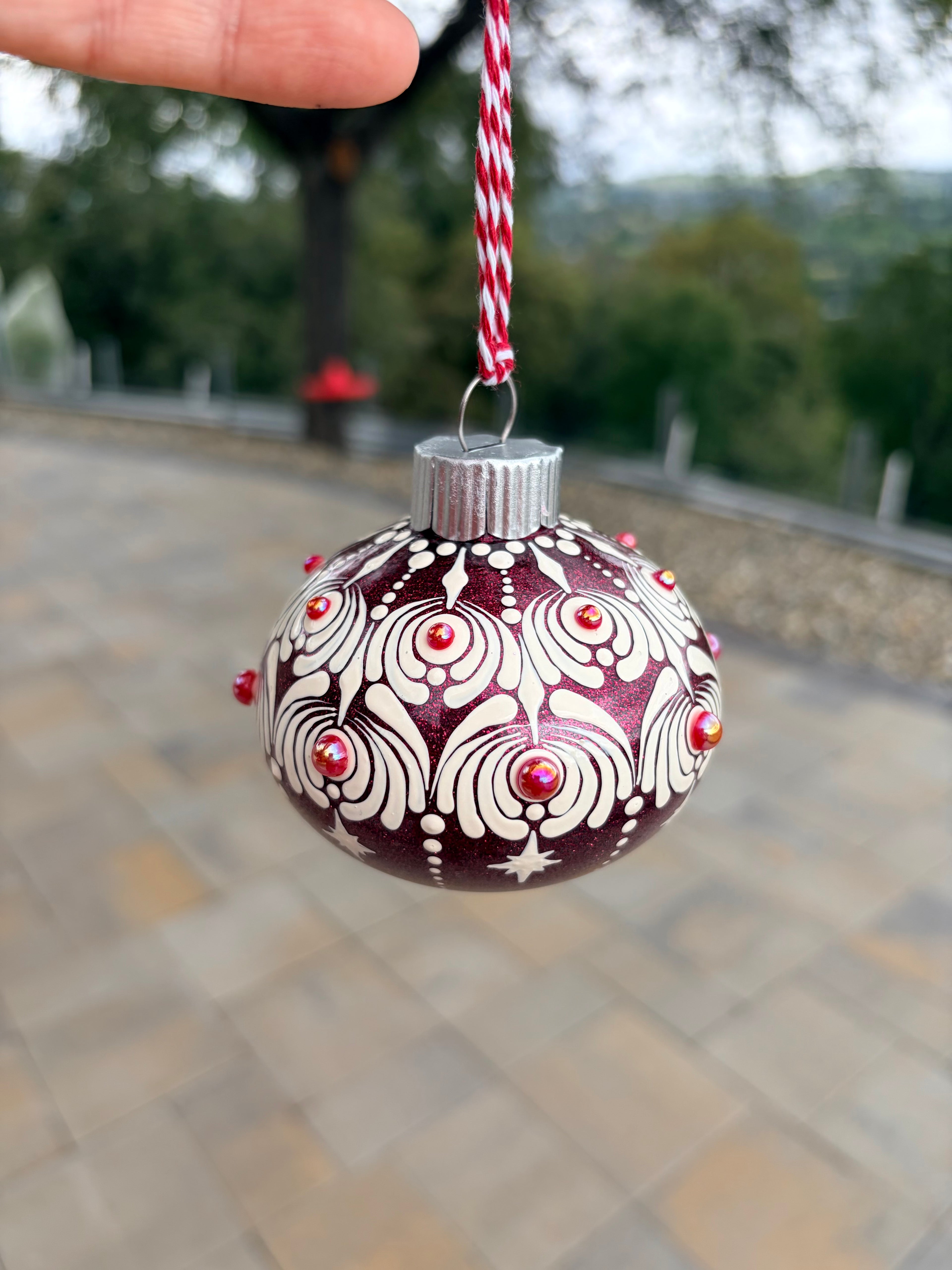 Hand Painted Re/White Ornament