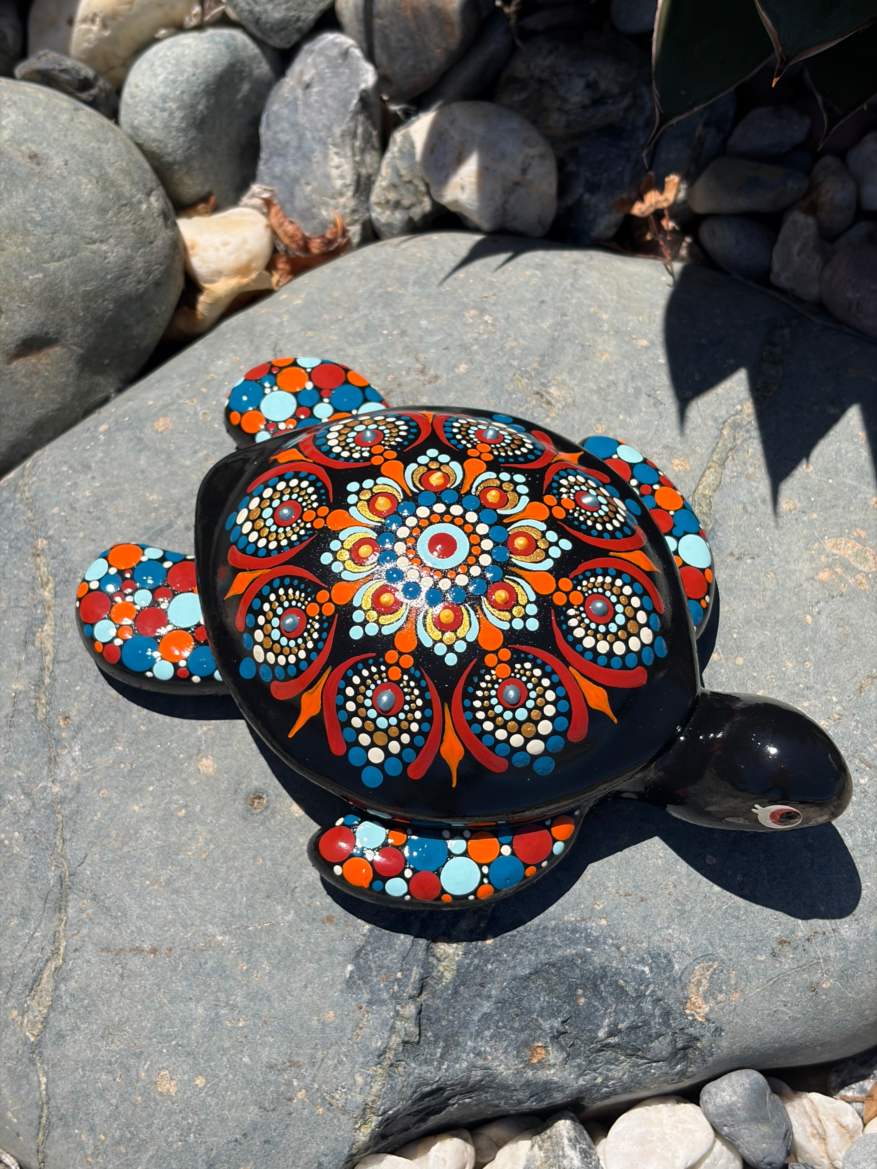 Hand Painted Mandala On a Turtle