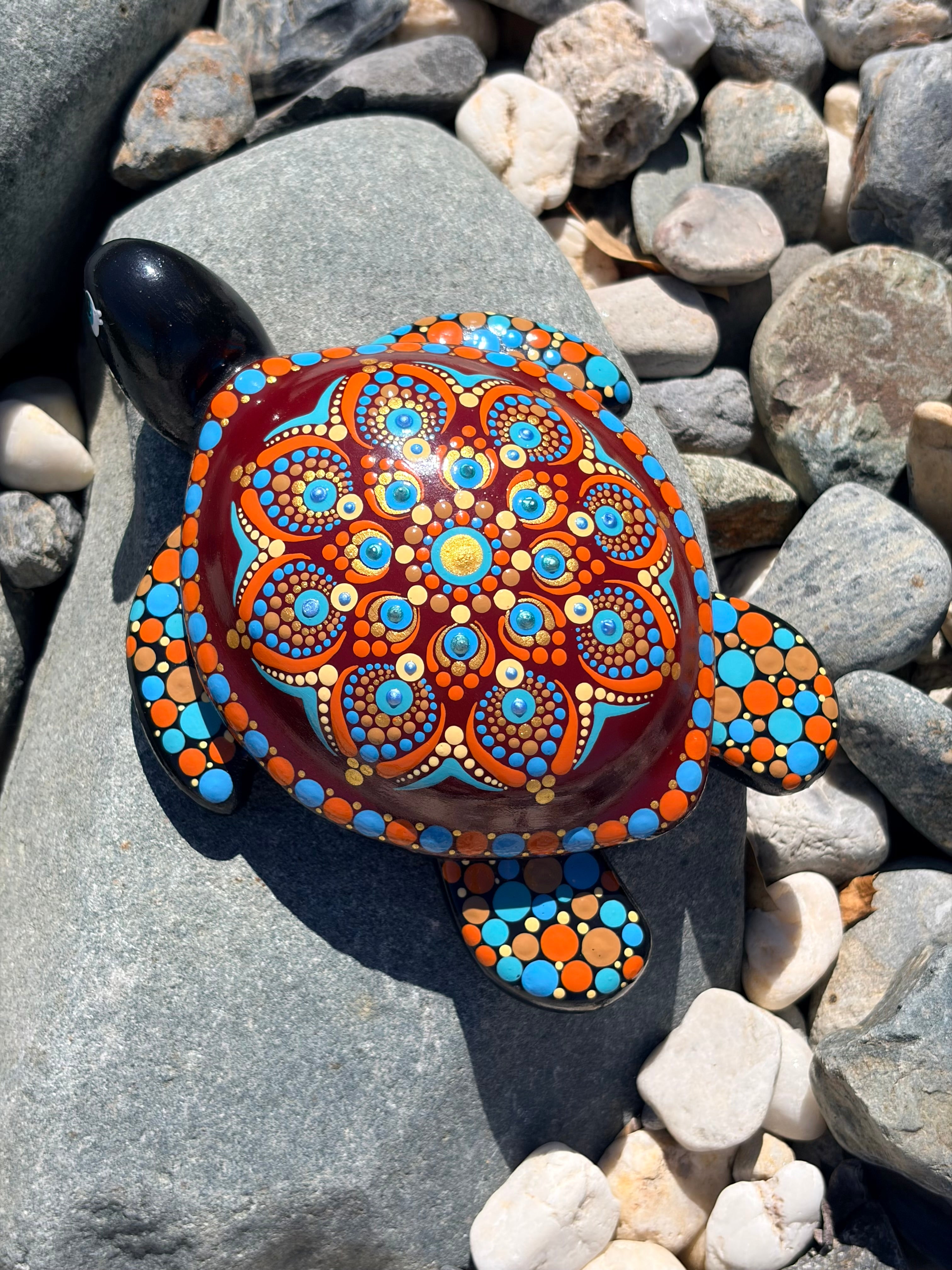 Hand Painted Mandala on a Turtle