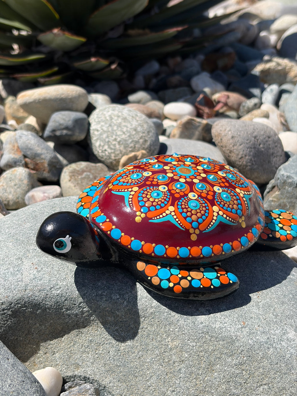 Hand Painted Mandala on a Turtle