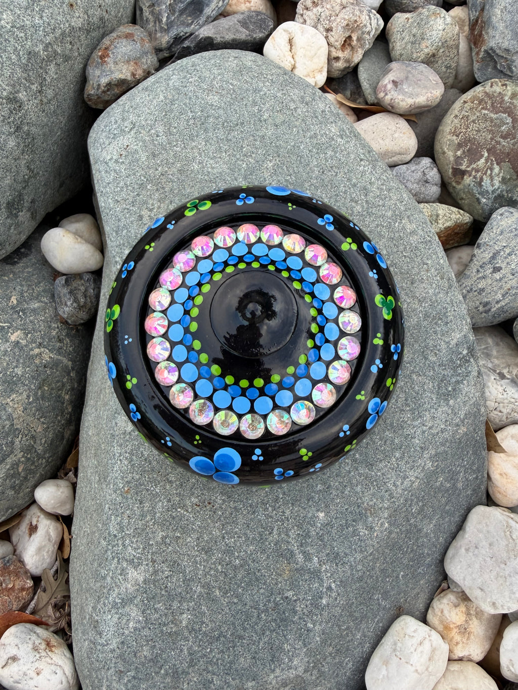 Medium Trinket Dish w/lid in blues