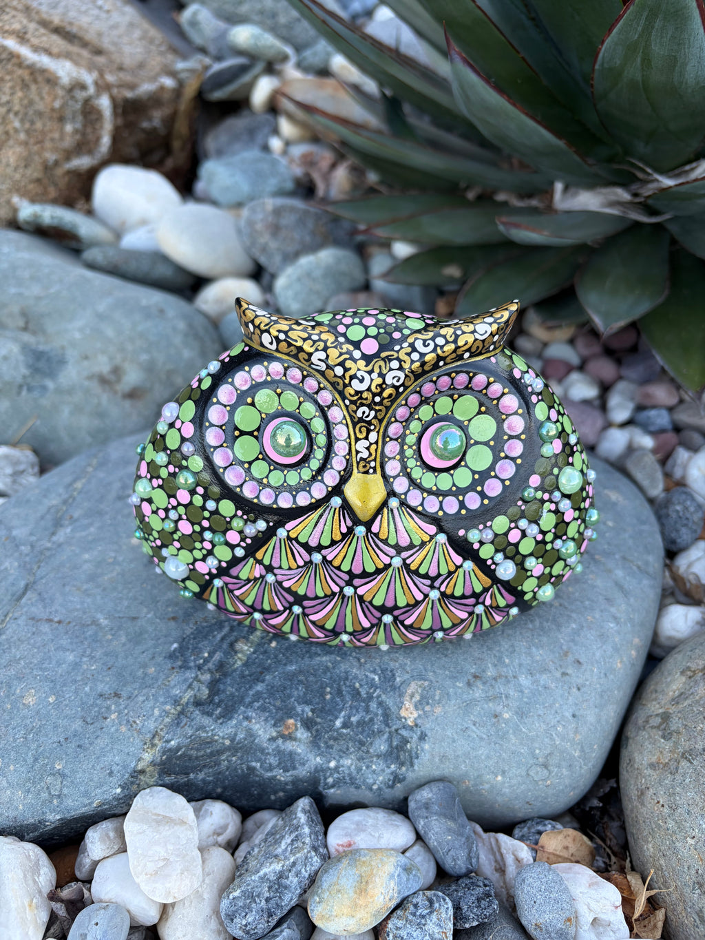 Hand Painted Beautiful Mandala Owl