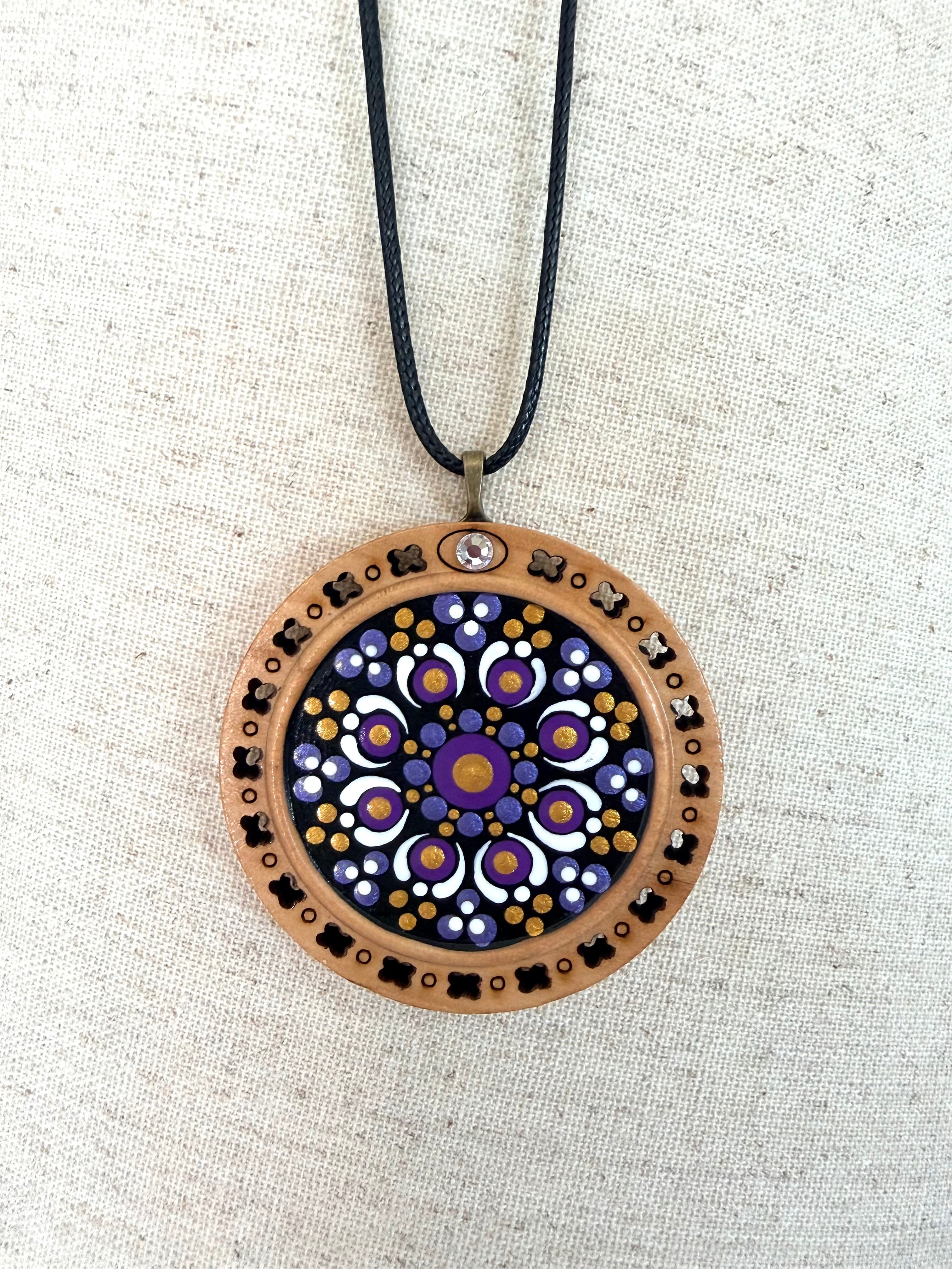 Hand Painted Mandala Necklace