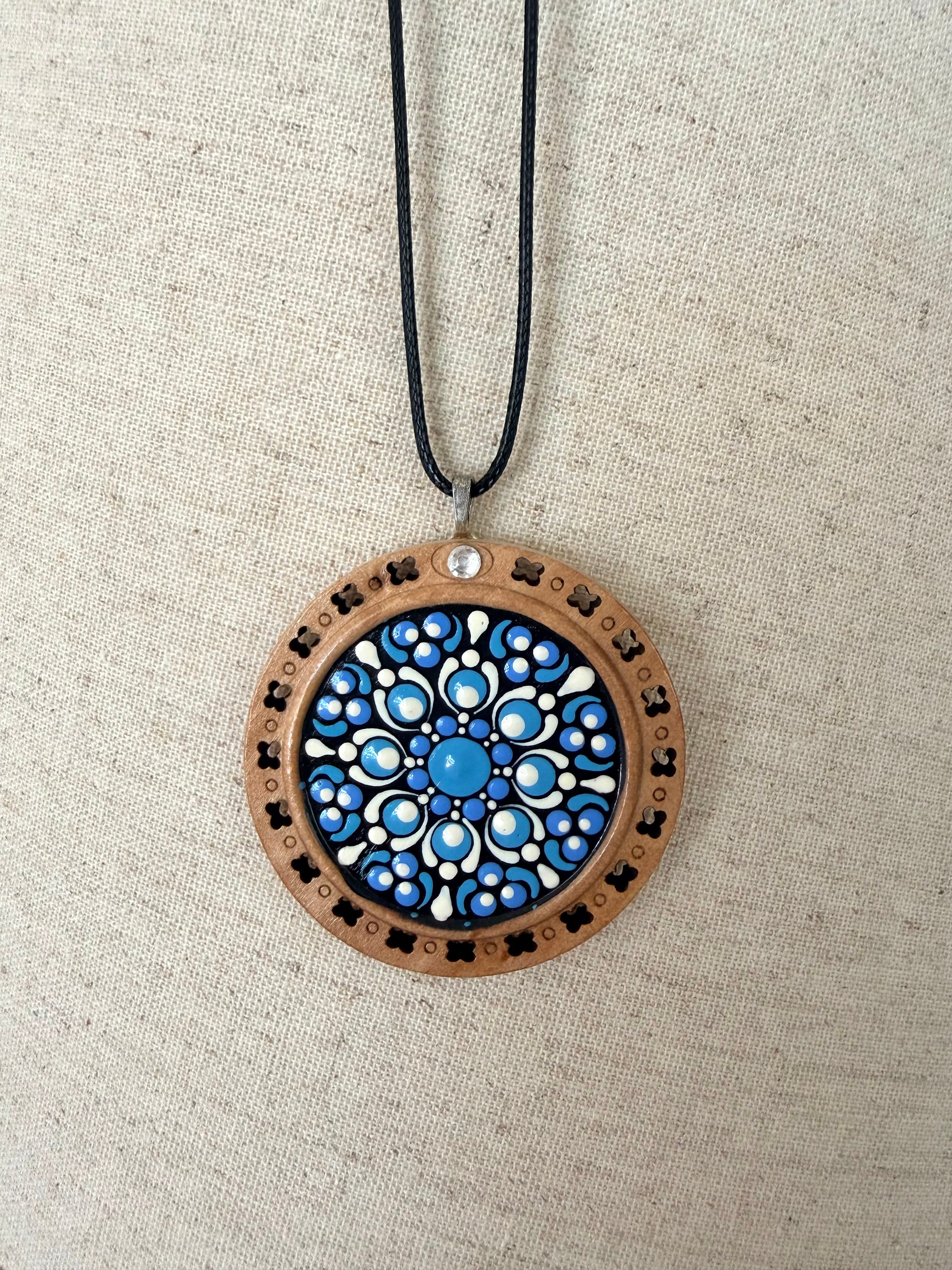 Hand Painted Mandala Necklace