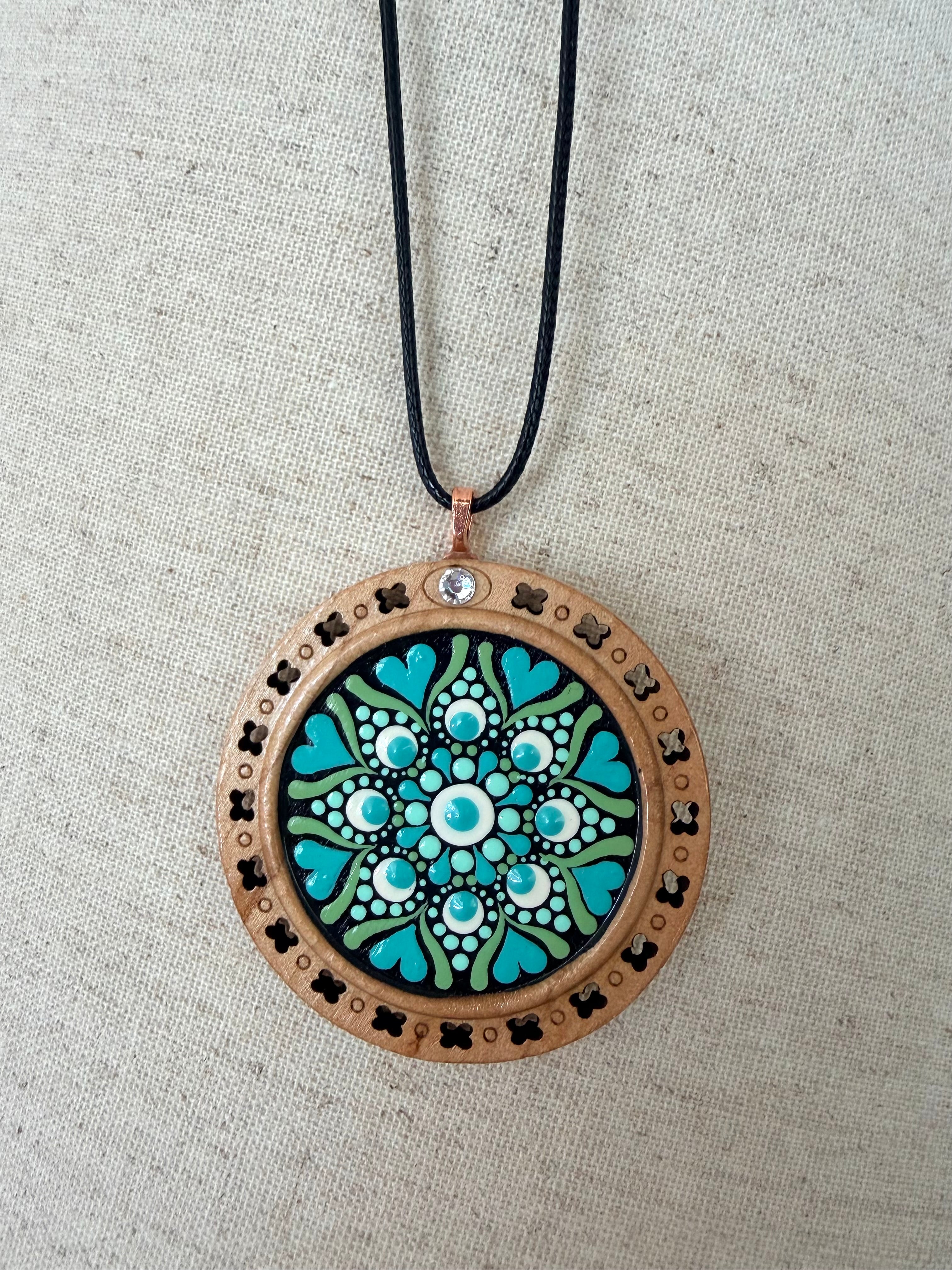 Hand Painted Mandala Necklace