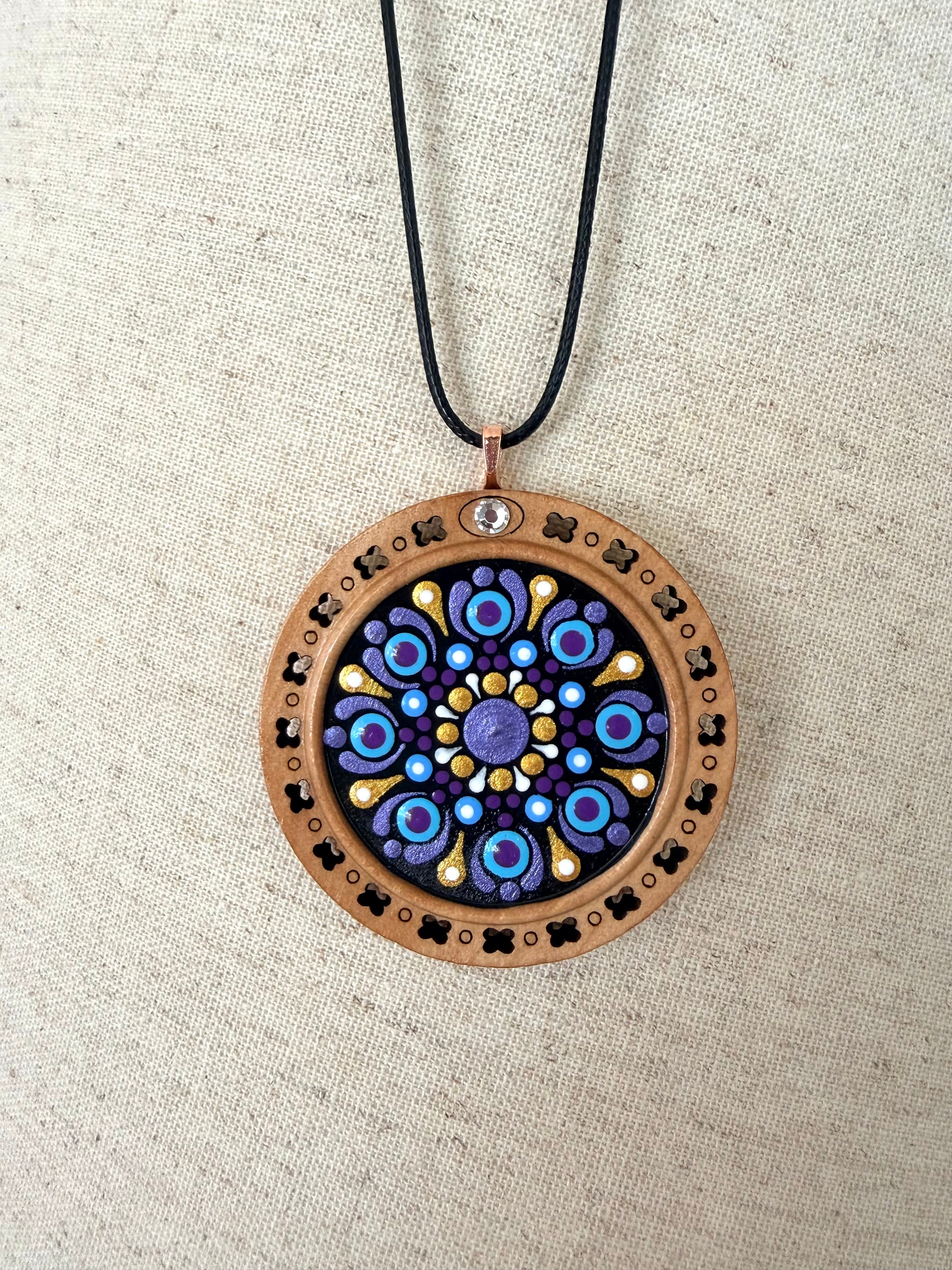 Hand Painted Mandala Necklace