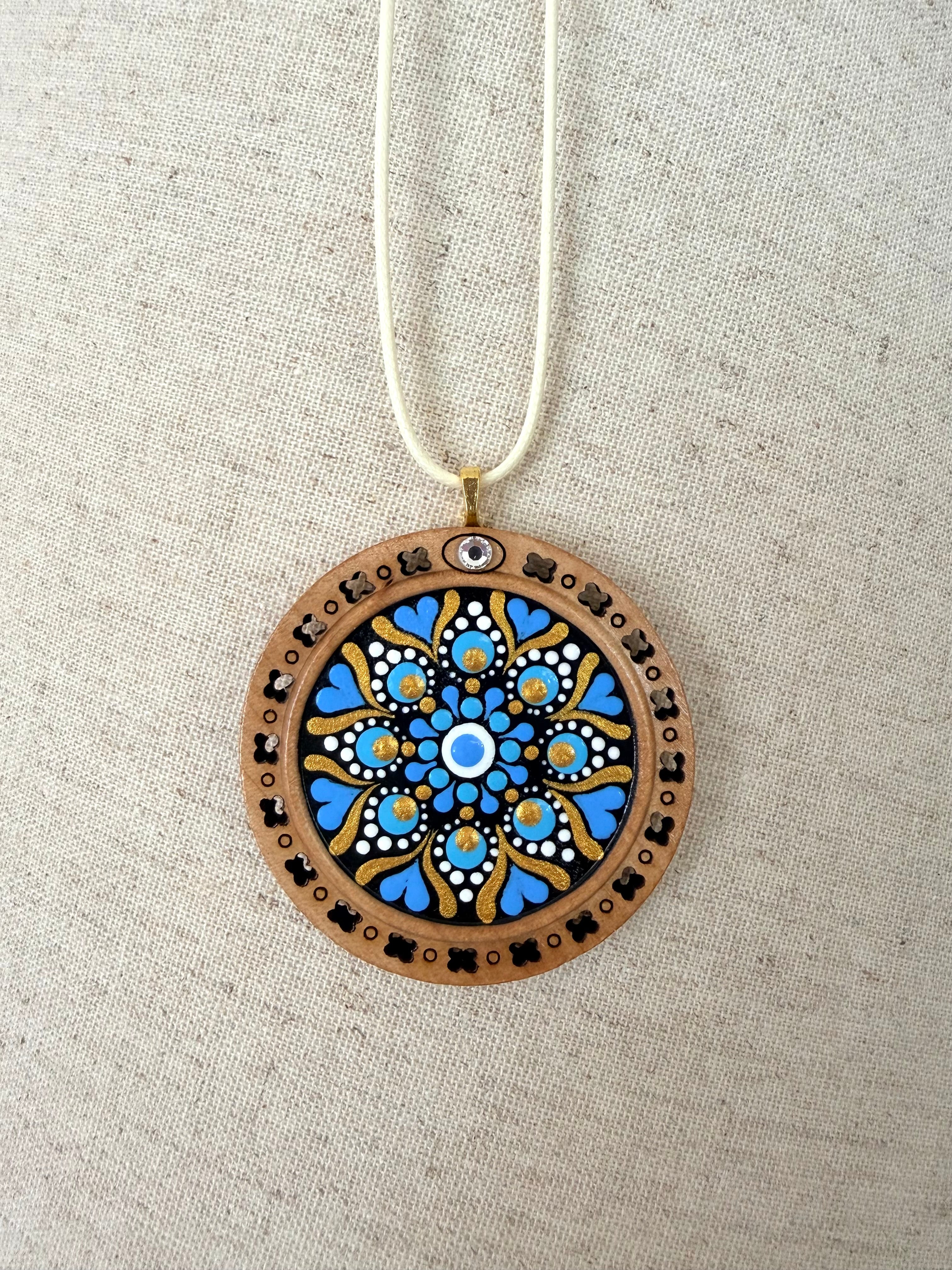Hand Painted Mandala Necklace