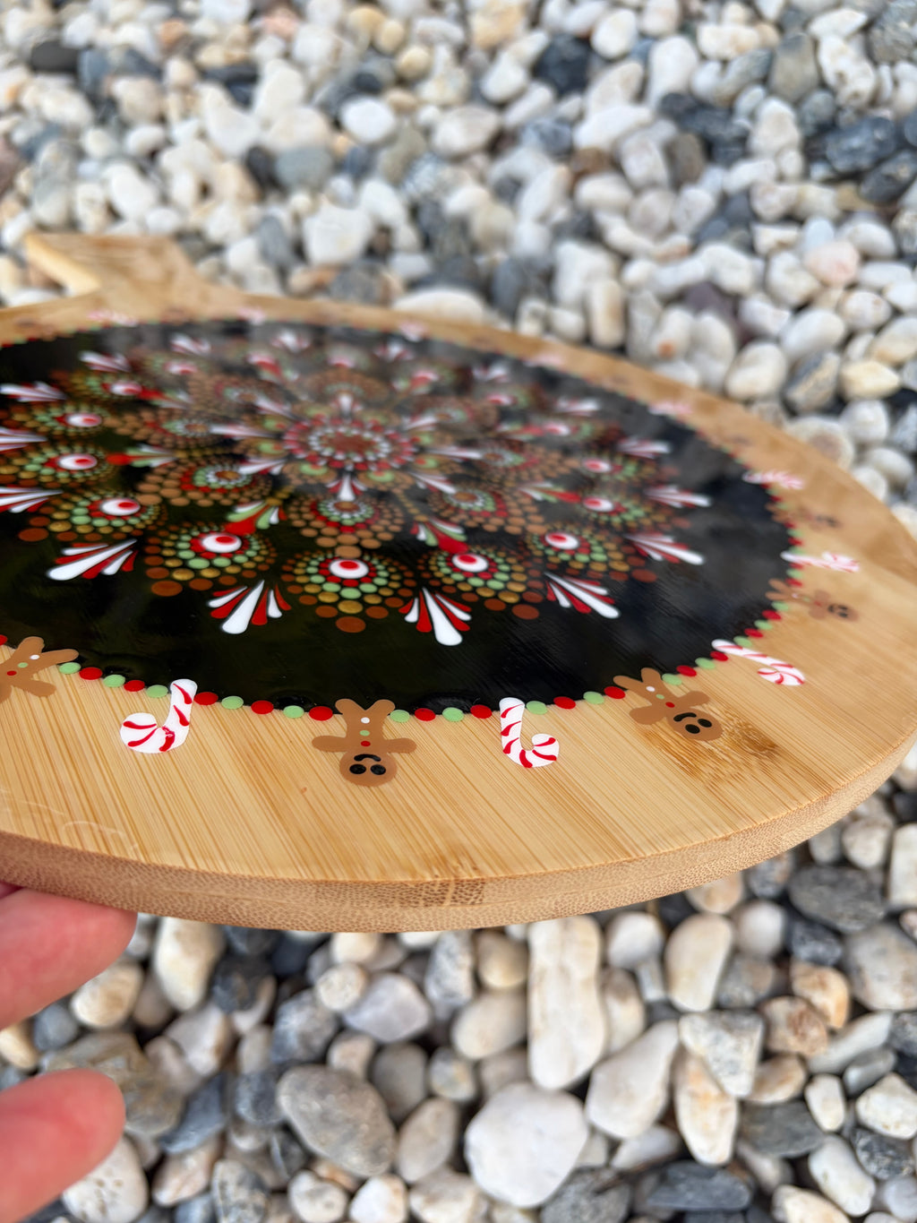 Hand Painted Mandala Christmas Ginger Bread Charcuterie Board