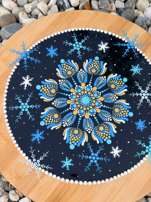 Hand Painted Christmas Winter Charcuterie Board